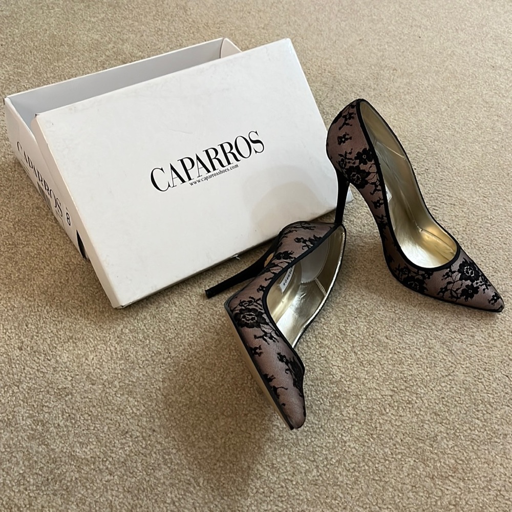Women’s Caparros Damsel Nude Black Lace Pumps
